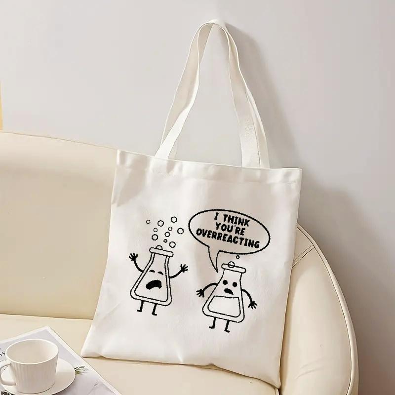 White Canvas Tote Bag Cartoon  - Medical Lab Gifts review and price
