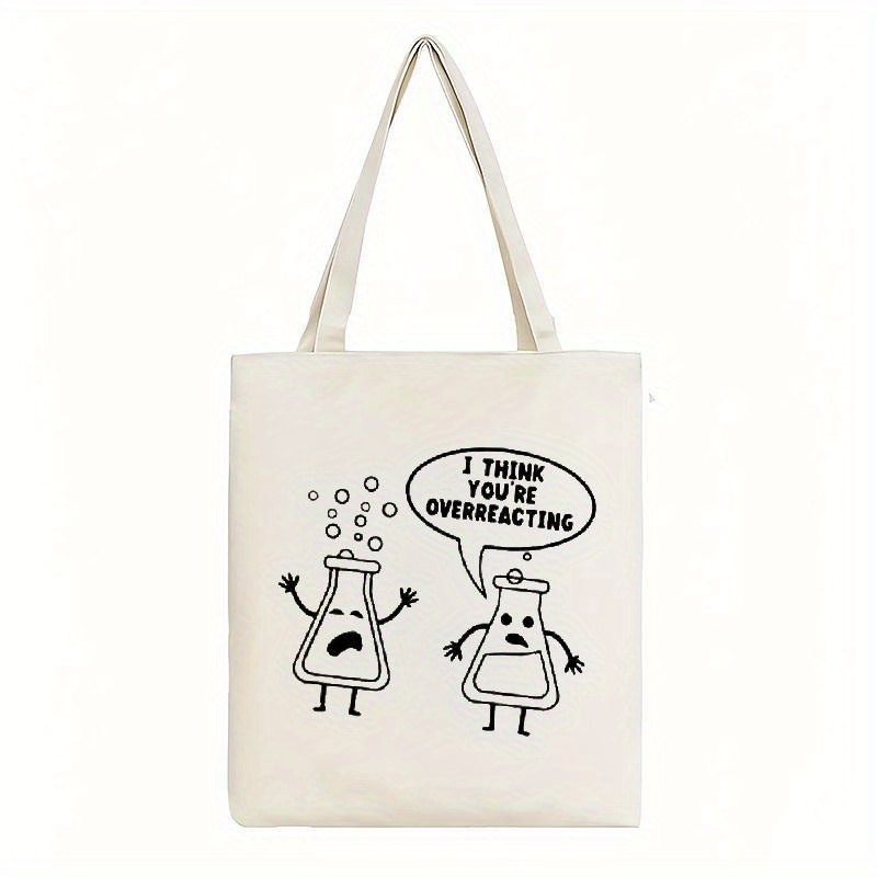 White Canvas Tote Bag Cartoon  - Medical Lab Gifts review and price