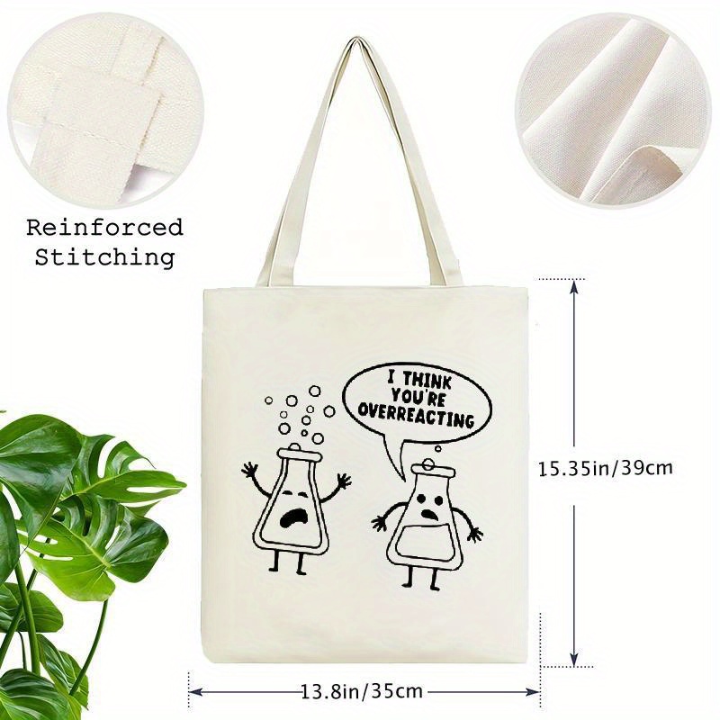 White Canvas Tote Bag Cartoon  - Medical Lab Gifts review and price
